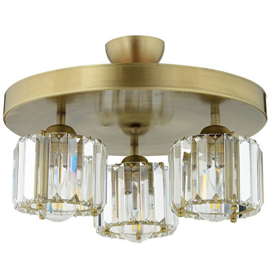 Apliqa Sabrina 3 Lü Yuvarlak Eskitme Plafonyer Kristalli Taşlı Modern Tasarım Kristal Salon Avize