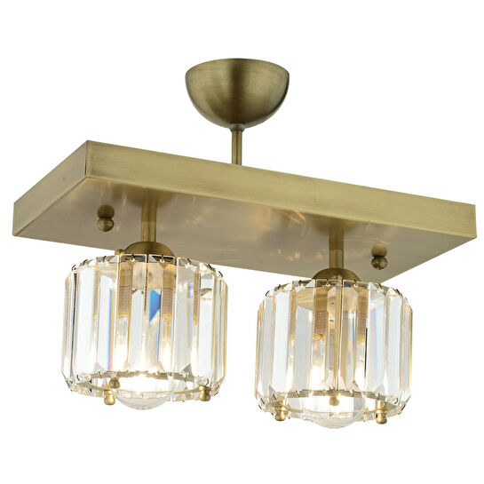 Apliqa Sabrina 2 Li Eskitme Plafonyer Kristalli Taşlı Modern Tasarım Kristal Salon Avize