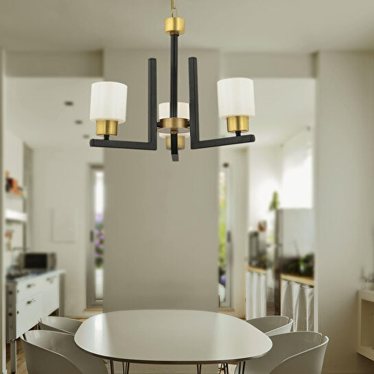 Apliqa Torqu 3 Lü Siyah Eskitme Modern Yatak Odası Mutfak Oturma Odası Salon Avize