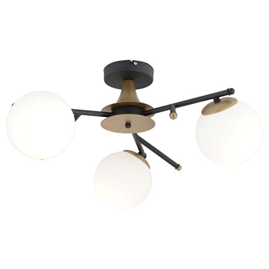 Apliqa Peyda 3'lü Siyah Eskitme Beyaz Camlı Modern Koridor Yatak Odası Salon Avize