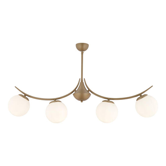 Apliqa Germaine 4'lü Sıralı Eskitme Beyaz Camlı Modern Oturma Odası Salon Avize