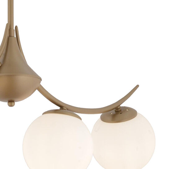 Apliqa Germaine 4'lü Sıralı Eskitme Beyaz Camlı Modern Oturma Odası Salon Avize