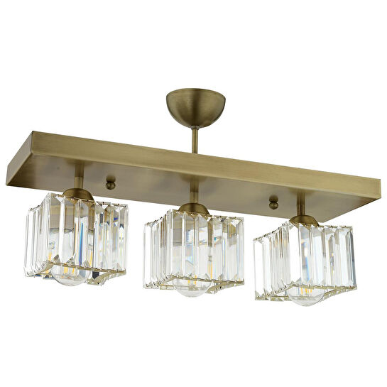 Apliqa Rivia 3 Lü Eskitme Plafonyer Kristalli Taşlı Modern Tasarım Kristal Salon Avize