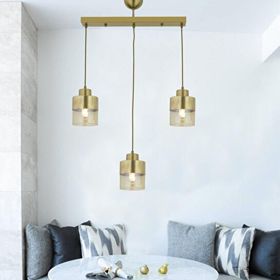 Apliqa Boris 3lü Sıralı Komple Eskitme Sarkıt Modern Genç Odası Mutfak Salon Avize