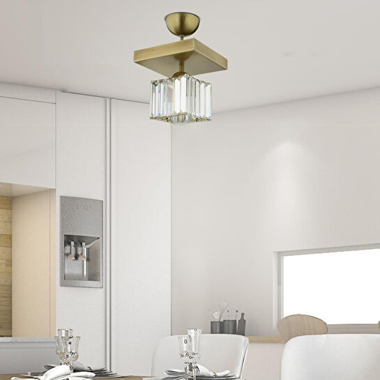 Apliqa Rivia Eskitme Plafonyer Kristalli Taşlı Modern Tasarım Kristal Salon Avize