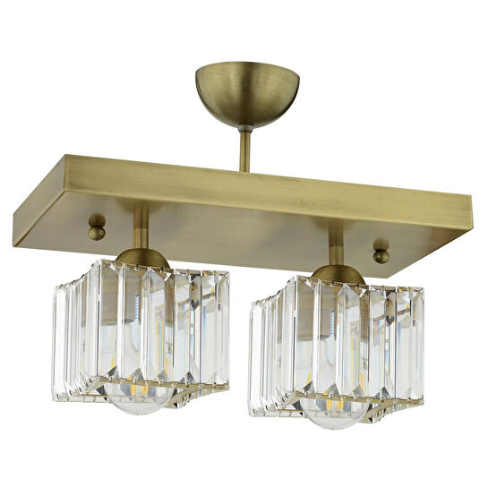 Apliqa Rivia 2 Li Eskitme Plafonyer Kristalli Taşlı Modern Tasarım Kristal Salon Avize