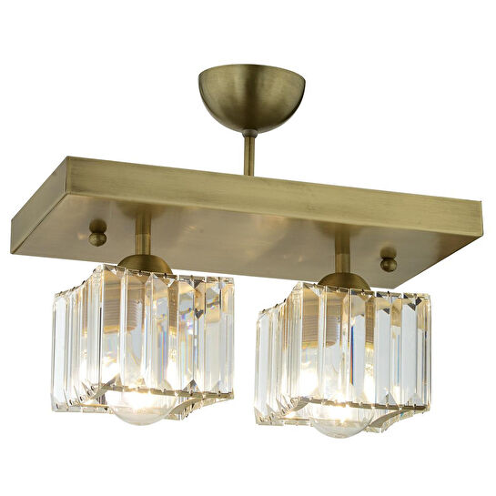 Apliqa Rivia 2 Li Eskitme Plafonyer Kristalli Taşlı Modern Tasarım Kristal Salon Avize