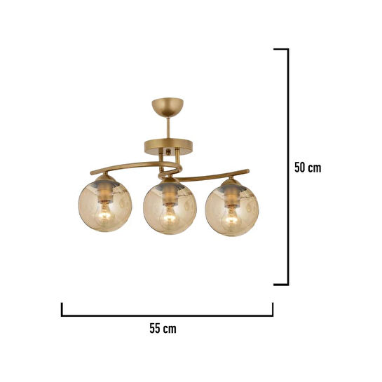 Apliqa Elite 3lü Eskitme Bal Camlı Modern Mutfak Yatak Odası Salon Avize