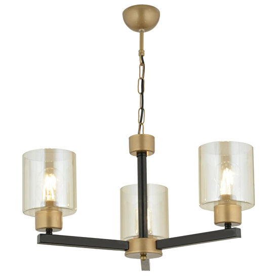 Apliqa Jade 3 Lü Avize Eskitme Siyah Boyalı Bal Camlı Modern Genç Odası Yatak Odası Retro Salon Avize