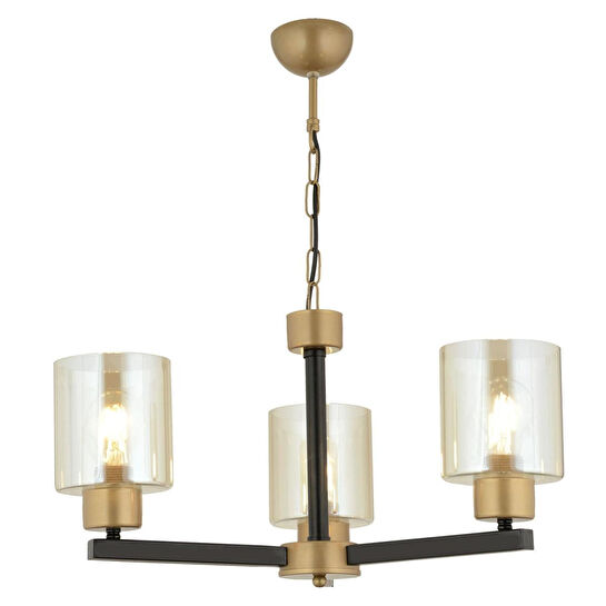 Apliqa Jade 3 Lü Avize Eskitme Siyah Boyalı Bal Camlı Modern Genç Odası Yatak Odası Retro Salon Avize