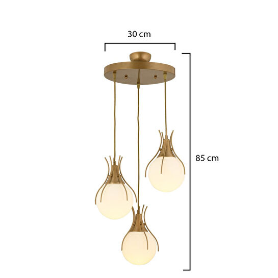 Apliqa Terra 3lü Yuvarlak Modern Sarkıt Genç Odası Mutfak Yatak Odası Salon Sarkıt Avize