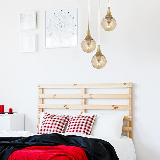 Apliqa Damla 3lü Yuvarlak Bal Camlı Eskitme Modern Sarkıt, Mutfakyatak Odası Salon Sarkıt Avize