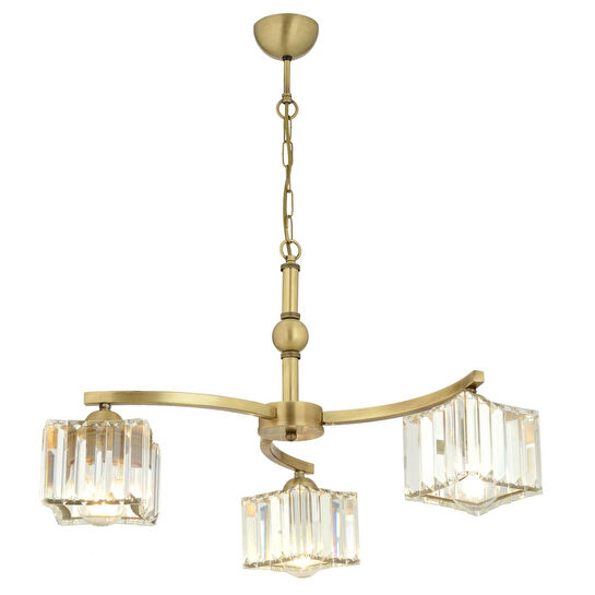 Apliqa Rima 3 Kollu Eskitme Kristalli Taşlı Modern Tasarım Salon-yatak Odası Kristal Salon Avize