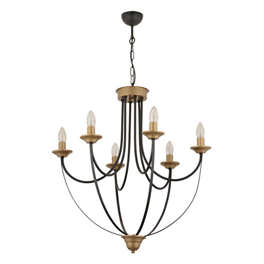 Apliqa Obito 6lı Siyah Eskitme Modern Sarkıt Yatak Odası Retro Salon Avize