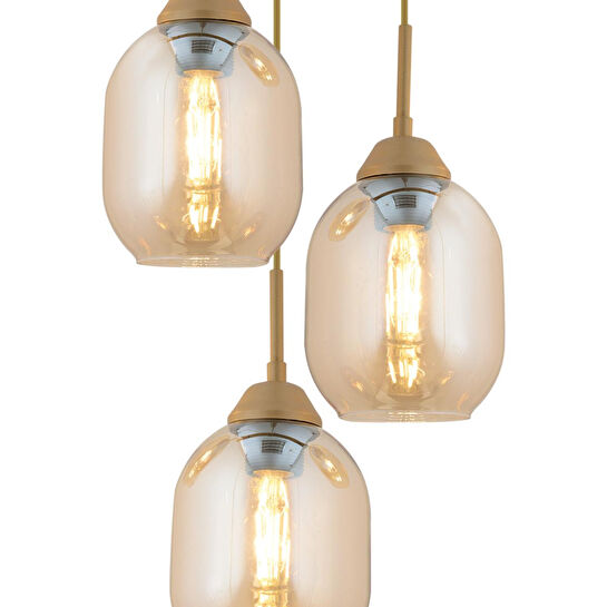 Apliqa Hierro 3 Lü Yuvarlak Eskitme Modern Salon Avize