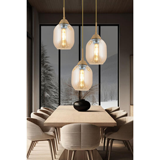 Apliqa Hierro 3 Lü Yuvarlak Eskitme Modern Salon Avize