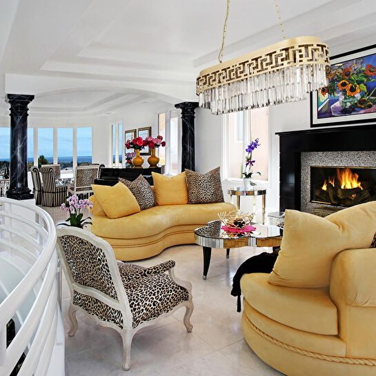 Apliqa Merlin Sıralı Eskitme Kristalli Taşlı Modern Tasarım Yemek Masası Üstü Kristal Salon Avize