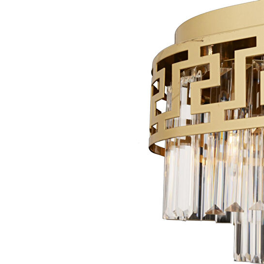 Apliqa Merlin Sıralı Eskitme Kristalli Taşlı Modern Tasarım Yemek Masası Üstü Kristal Salon Avize