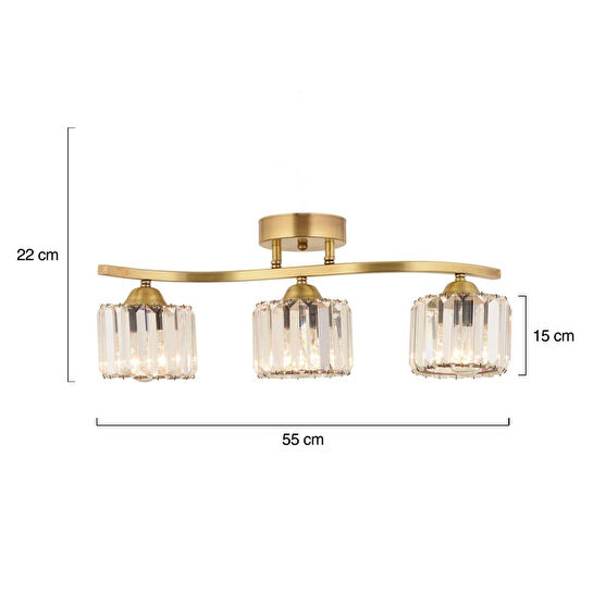 Apliqa Tufty 3lü Eskitme Kristalli Modern Yatak Odası Salon Kristal Avize