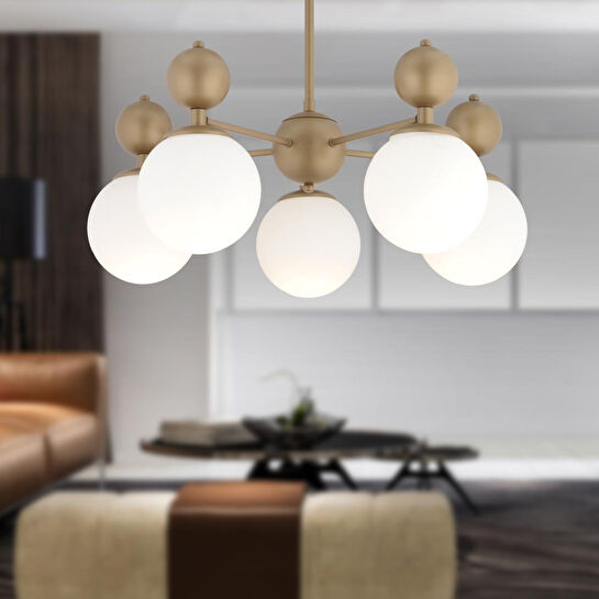 Apliqa Kuvars 5li Eskitme Beyaz Camlı Modern Koridor Yatak Odası Salon Avize