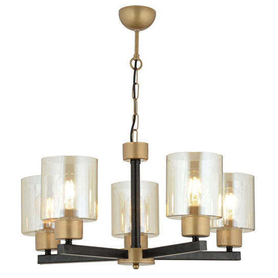 Apliqa Jade 5 Li Avize Eskitme Siyah Boyalı Bal Camlı Modern Genç Odası Yatak Odası Retro Salon Avize