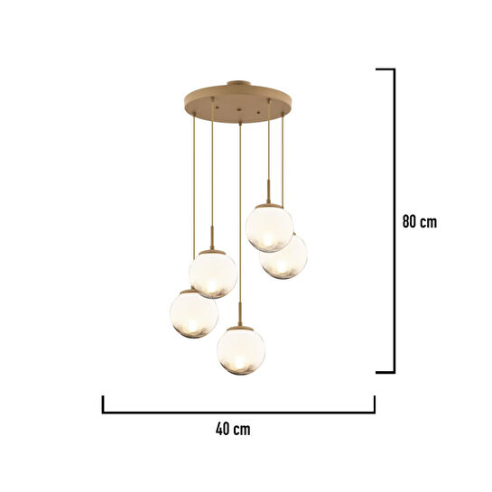 Apliqa Mirsad 5li Yuvarlak Eskitme Tekli Retro Modern Sarkıt Avize