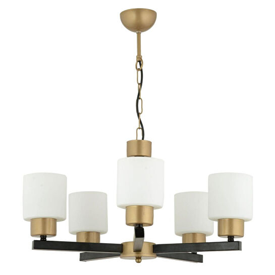 Apliqa Jade 5 Li Avize Eskitme Siyah Boyalı Beyaz Camlı Modern Genç Odası Yatak Odası Retro Salon Avize