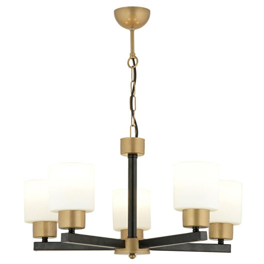 Apliqa Jade 5 Li Avize Eskitme Siyah Boyalı Beyaz Camlı Modern Genç Odası Yatak Odası Retro Salon Avize