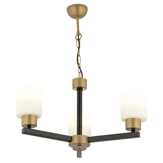 Apliqa Jade 3 Lü Avize Eskitme Siyah Boyalı Beyaz Camlı Modern Genç Odası Yatak Odası Retro Salon Avize