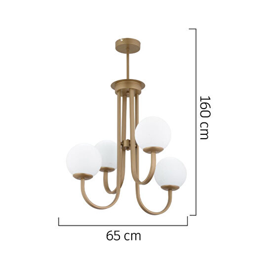 Apliqa Joren 4'lü Eskitme Beyaz Camlı Modern Mutfak Yatak Odası Salon Avize