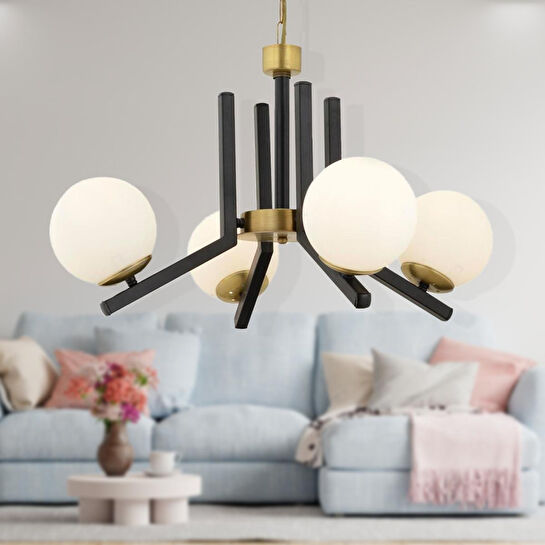 Apliqa Morgan 4 Lü Eskitme Siyah Modern Yatak Odası Mutfak Oturma Odası Salon Avize