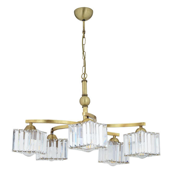 Apliqa Rima 5 Kollu Eskitme Kristalli Taşlı Modern Tasarım Salon-yatak Odası Kristal Salon Avize