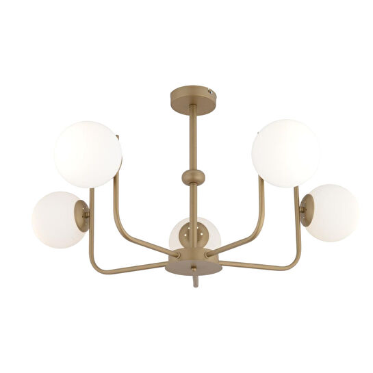 Apliqa Lowel 5'li Eskitme Beyaz Camlı Modern Koridor Yatak Odası Salon Avize