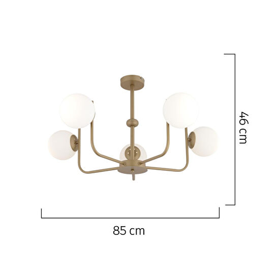 Apliqa Lowel 5'li Eskitme Beyaz Camlı Modern Koridor Yatak Odası Salon Avize