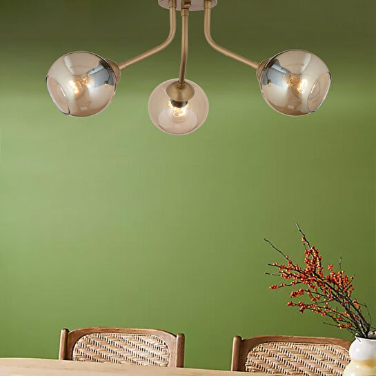 Apliqa David 3lü Eskitme Bal Camlı Modern Genç Odası Mutfaksalon Avize