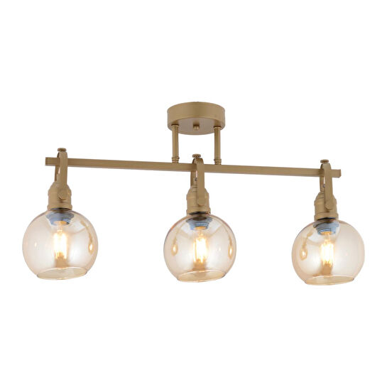 Apliqa Cherish 3'lü Sıralı Eskitme Bal Camlı Modern Oturma Odası Salon Avize