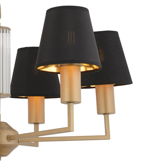 Apliqa Ellery 6'lı Eskitme Siyah Şapkalı Modern Plafonyer Genç Odası Yatak Odası Retro Salon Avize