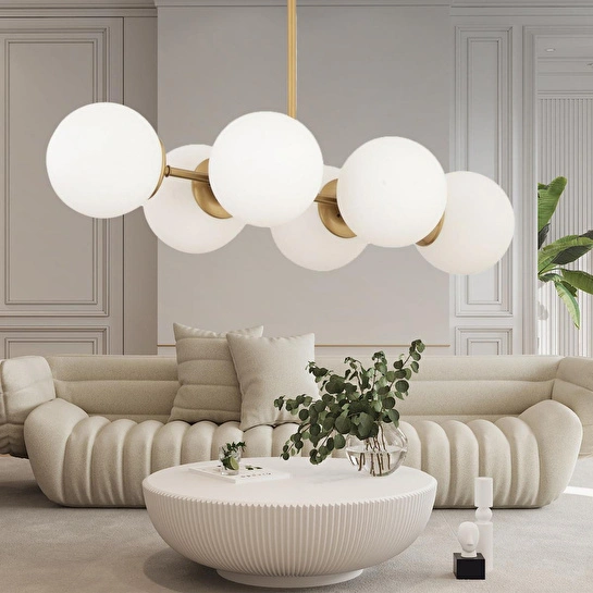 Apliqa Lema 6lı Eskitme Modern Yemek Masası Üstü Yatak Odası Salon Avize