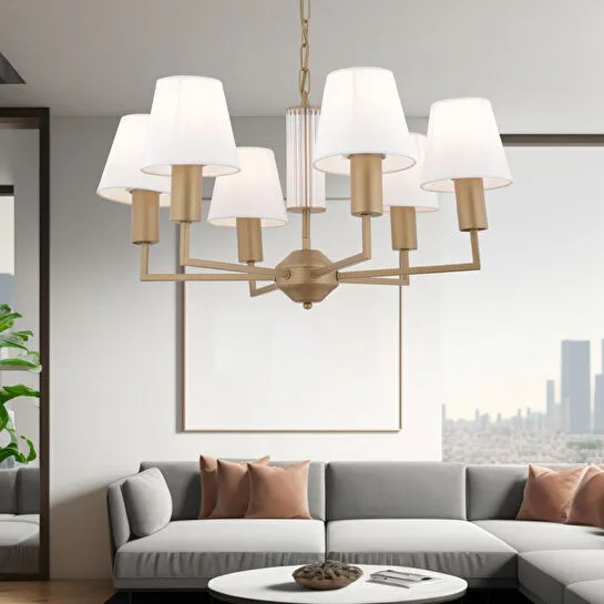 Apliqa Ellery 6'lı Eskitme Beyaz Şapkalı Modern Plafonyer Genç Odası Yatak Odası Retro Salon Avize