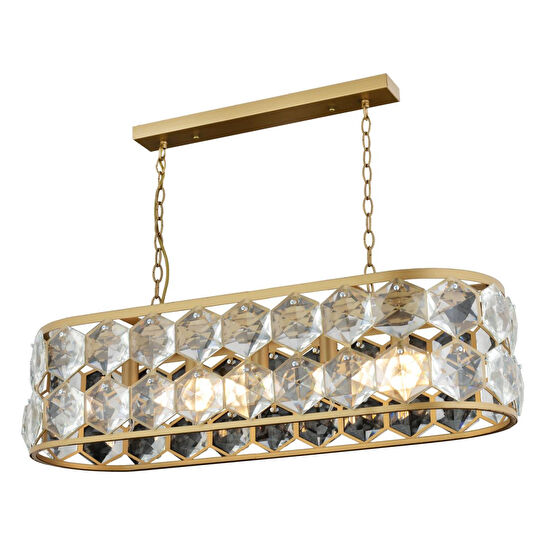 Apliqa Roman 5'li Sıralı Eskitme Kristalli Taşlı Modern Tasarım Kristal Salon Avize