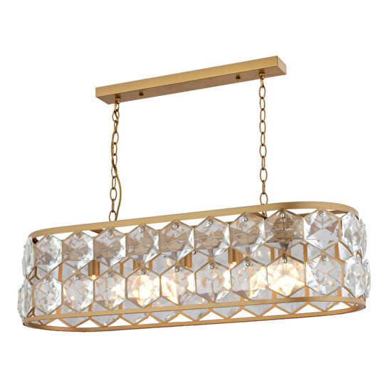 Apliqa Roman 5'li Sıralı Eskitme Kristalli Taşlı Modern Tasarım Kristal Salon Avize