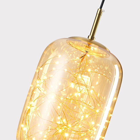 Apliqa Lewi 10 Watt 3000k Eskitme Bal Camlı Tekli Peri Led Sarkıt Avize