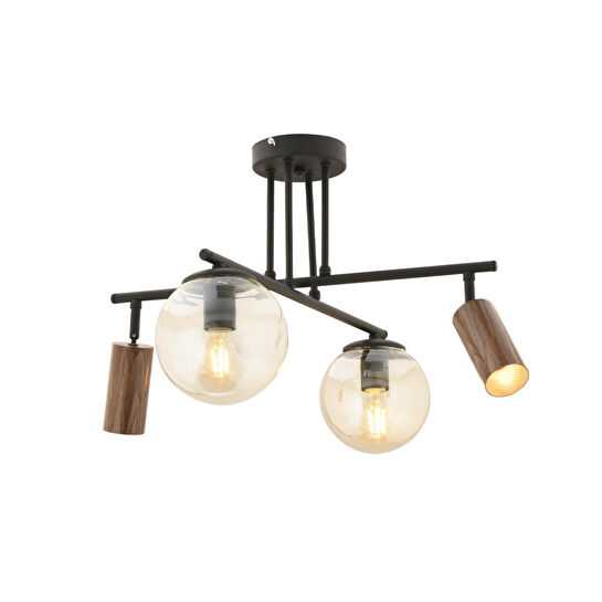 Apliqa Perla Siyah 4lü Plafonyer Modern Retro Tasarım Spot Avize