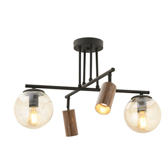 Apliqa Perla Siyah 4lü Plafonyer Modern Retro Tasarım Spot Avize