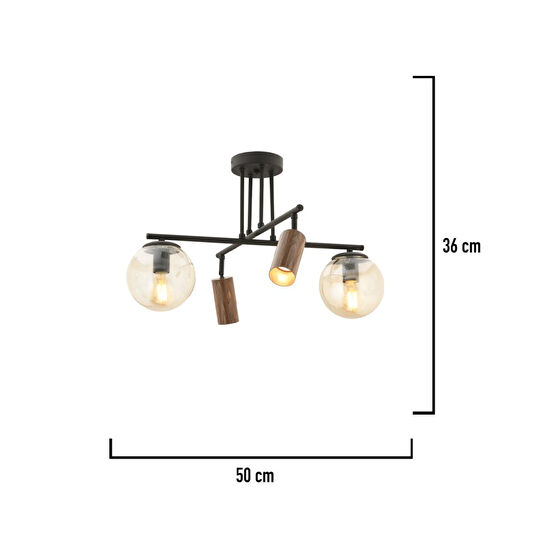 Apliqa Perla Siyah 4lü Plafonyer Modern Retro Tasarım Spot Avize