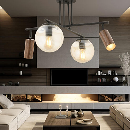 Apliqa Perla Siyah 4lü Plafonyer Modern Retro Tasarım Spot Avize