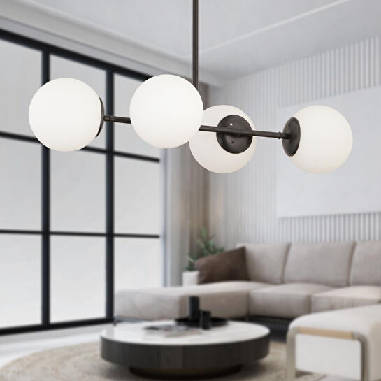 Apliqa Lema 4lü Siyah Modern Yemek Masası Üstü Yatak Odası Salon Avize