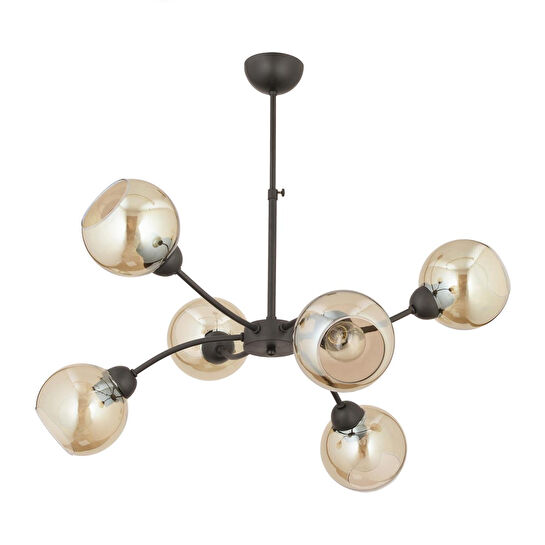 Apliqa Ecvet 6lı Siyah Modern Oturma Odası Yatak Odası Retro Salon Avize