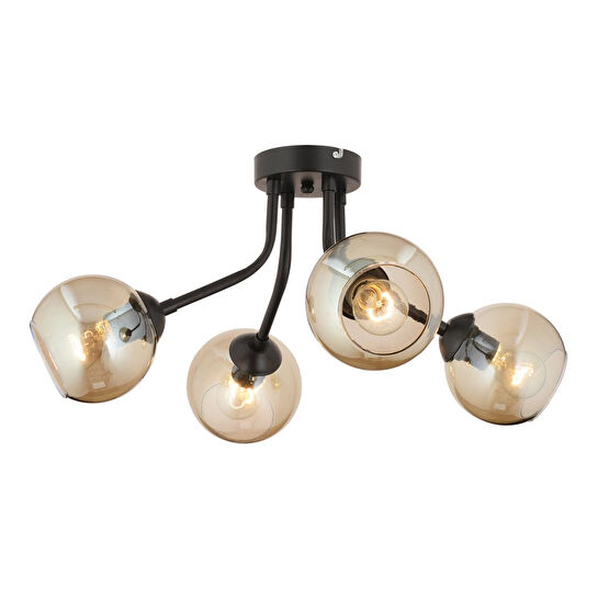 Apliqa David 4lü Siyah Bal Camlı Modern Genç Odası Mutfak Retro Salon Avize