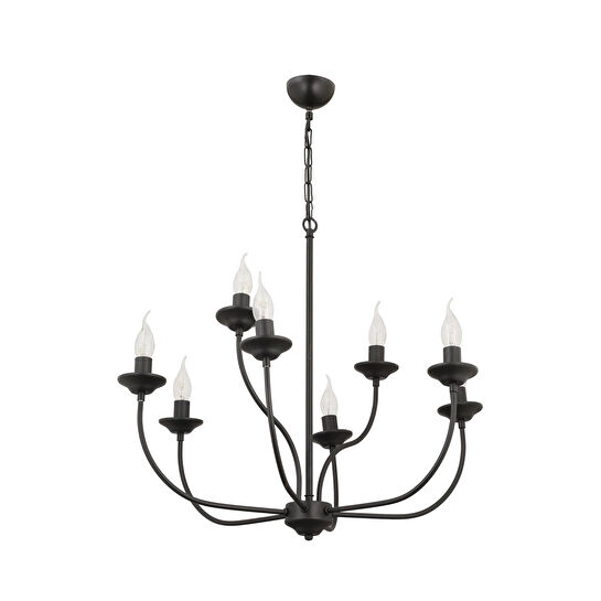 Apliqa Ariane 8li Siyah Modern Yatak Odası Retro Büyük Salon Avize